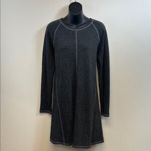 J. Jill Charcoal and Black Horizontal Striped Knit Sweater Dress Size Small
